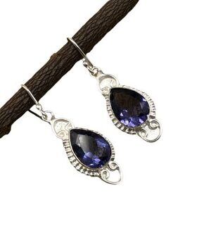4102 Natural IOLITE Gemstone 925 Sterling Silver Jewelry Earring,Stylish